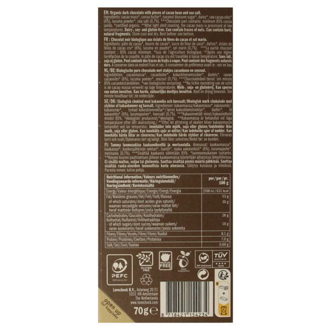 Sweet nibs & seasalt organic 70 Gram