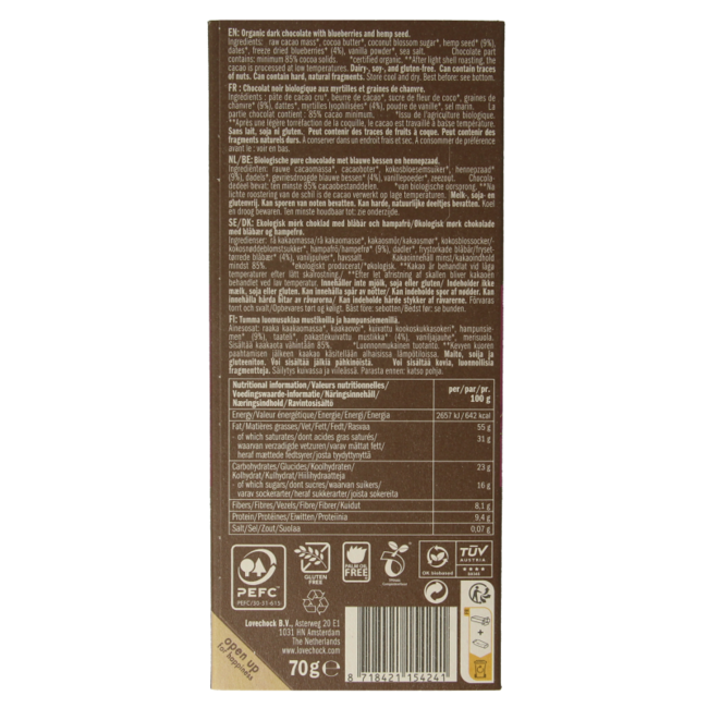 Lovechock Blueberry hempseed bio 70 Gramos
