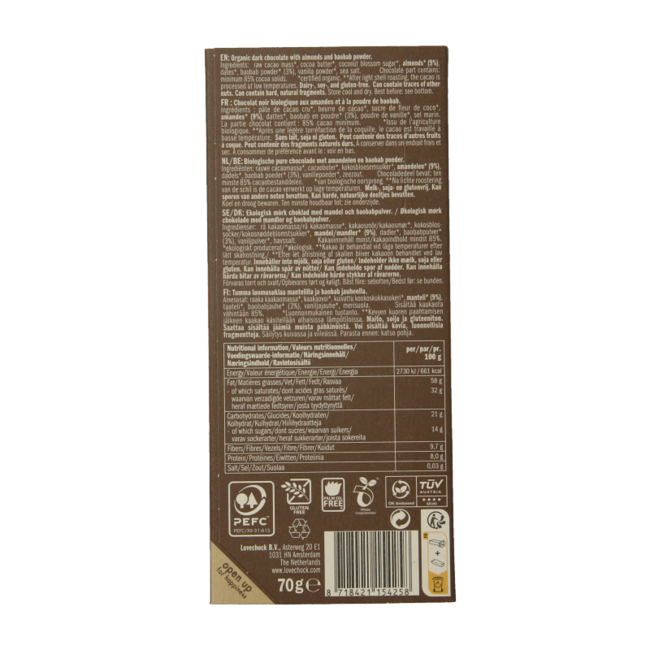 Lovechock Almendras y baobab bio 70 g