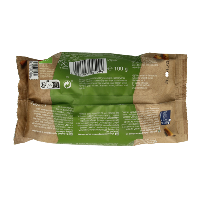 Schnitzer Grissini tomate sin gluten bio 100 Gramos