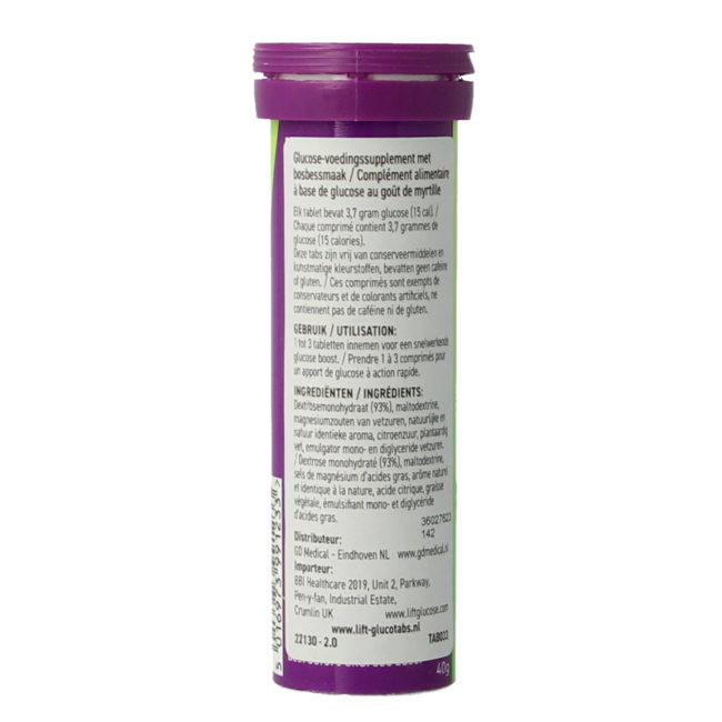 Blueberry burst glucose 10 comprimidos
