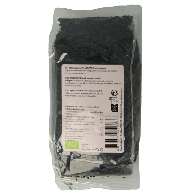TerraSana RAW semillas de sésamo negro bio 225 gramos
