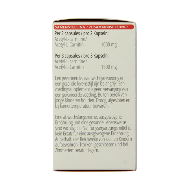 Vitals Acetyl-L-Carnitine 500mg 60 cápsulas vegetales