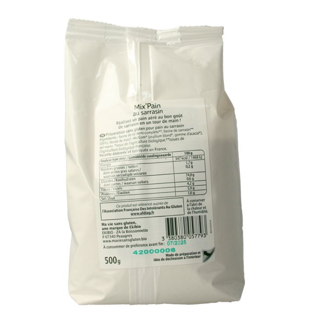 Ma Vie Sans Broodmeel met boekweit glutenvrij bio 500 Gram