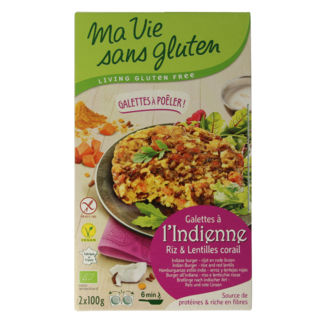Ma Vie Sans Hamburguesas de arroz indias 2 x 100g veganas sin gluten bio 2 unidades