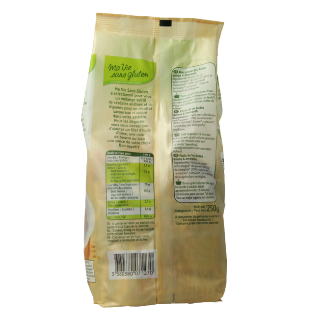 Mini penne tricolor sin gluten bio 250 gramos