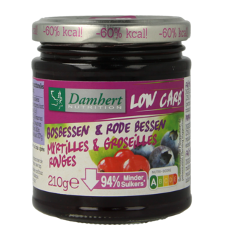 Damhert Damhert Confituur bosbes/rode bes low carb 210 Gram
