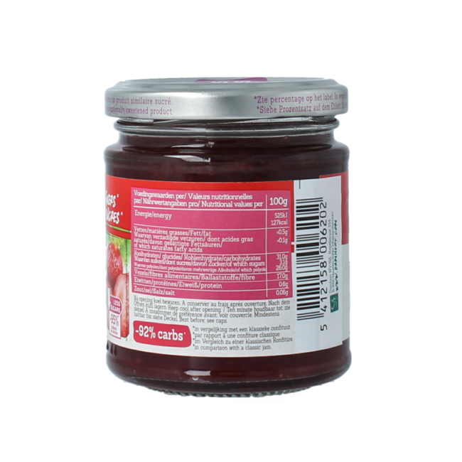 Mermelada Damhert de fresa y frambuesa baja en carbohidratos 210 g