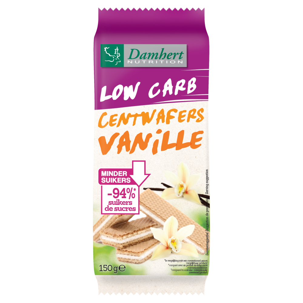 Damhert Centwafers vaniglia a basso contenuto di carboidrati 150 Grammi