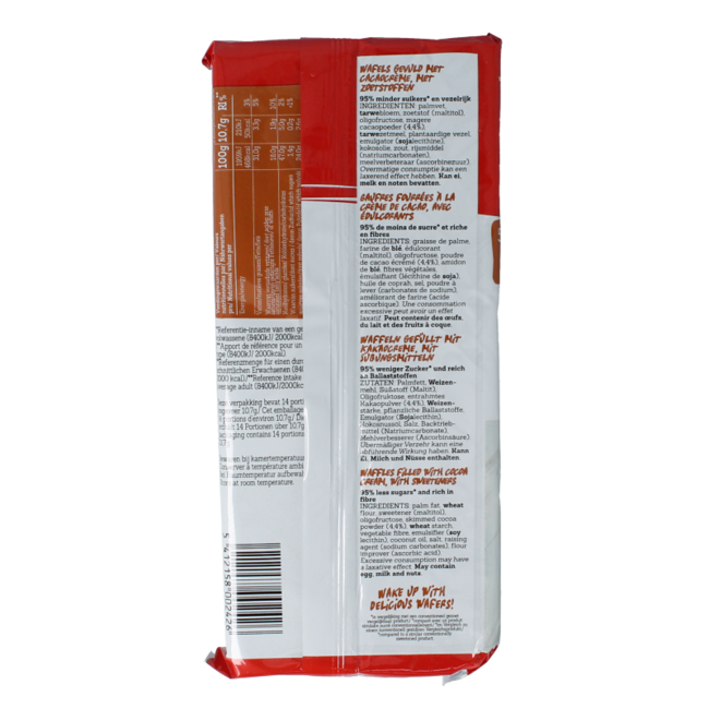 Damhert Centwafers chocolate bajo en carbohidratos 150 Gramos