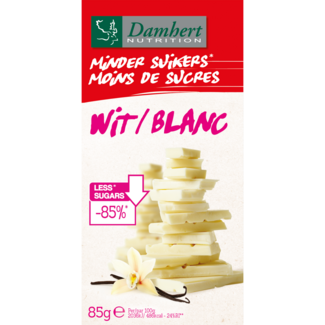 Damhert Damhert Chocoladetablet wit minder suikers 85 Gram