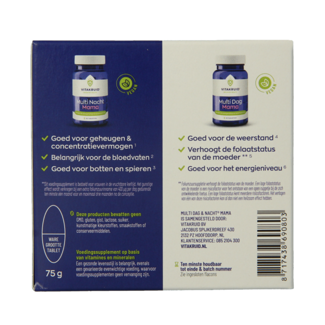 Multi Dag & Nacht Mama 100% Vegan 2 x 30 60 Tabletten