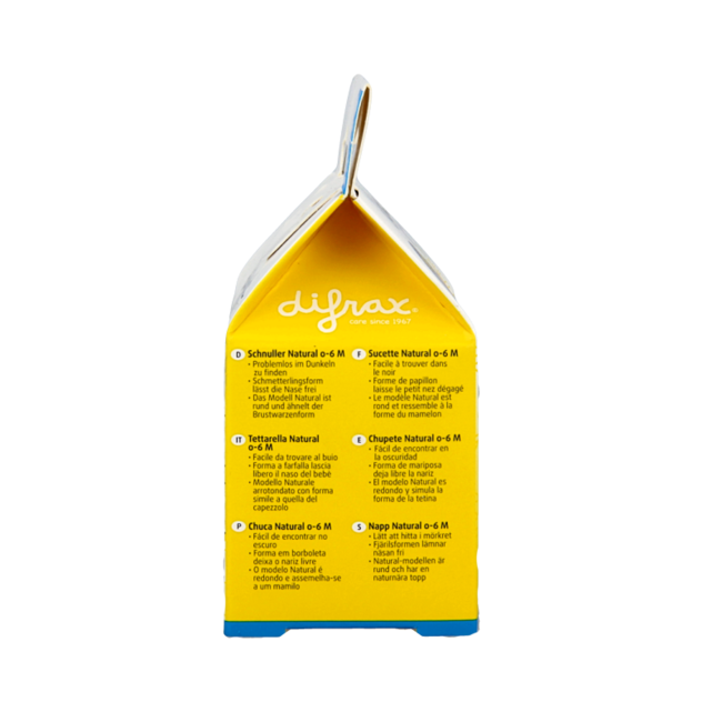 Smoczek uspokajający Difrax Natural 0-6 m, świecący w ciemności, 1 sztuka