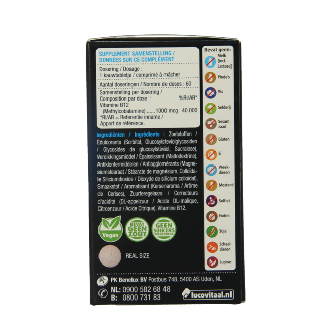 Vitamine B12 1000 mcg 60 Comprimés à Croquer