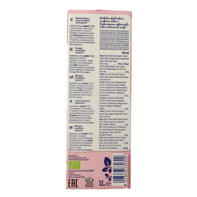 Isola Bio Organic Almond Barista 1 Litre