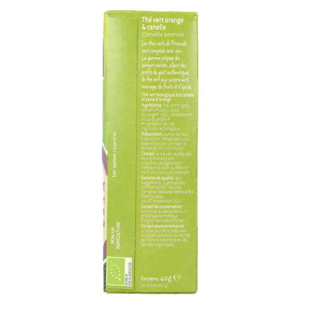 Warming green tea orange & cinnamon organic 20 bags