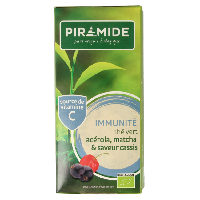 Piramide Thé vert Immunité acérola matcha & cassis bio 20 sachets