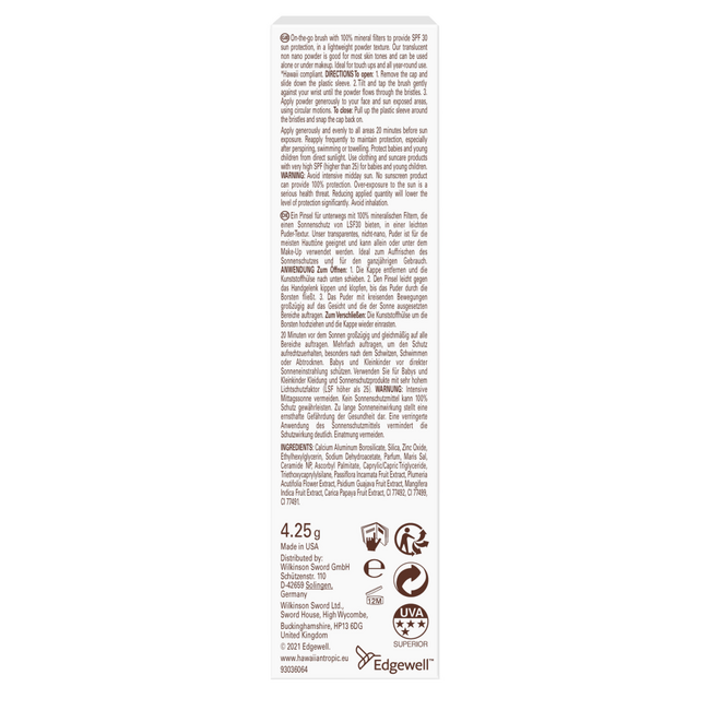 Pędzel z pudrem mineralnym Hawaiian Tropic SPF30 4,3 Grama