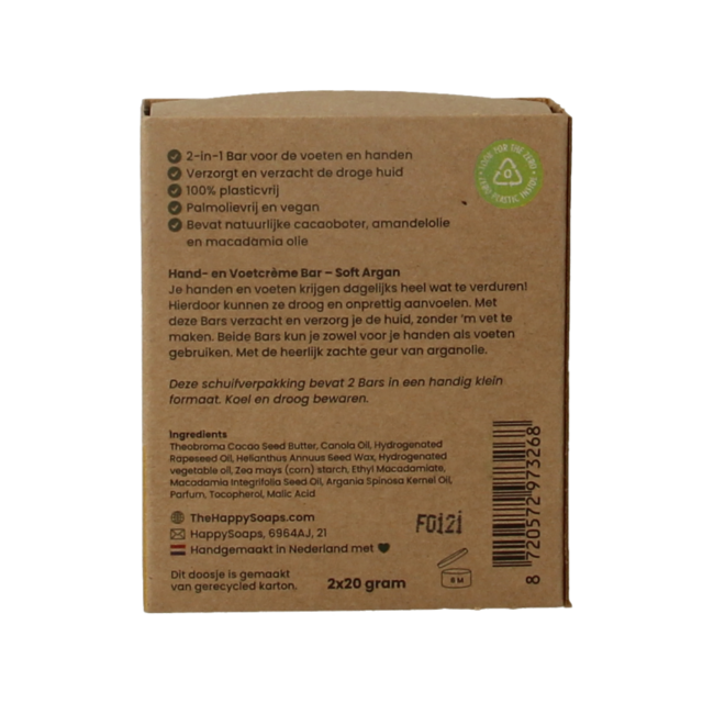 Happysoaps Crema de manos y pies en barra Soft Argan 40 g