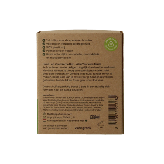 Happysoaps Hand- & Fußcreme-Bar Aloe Vera 40 Gramm