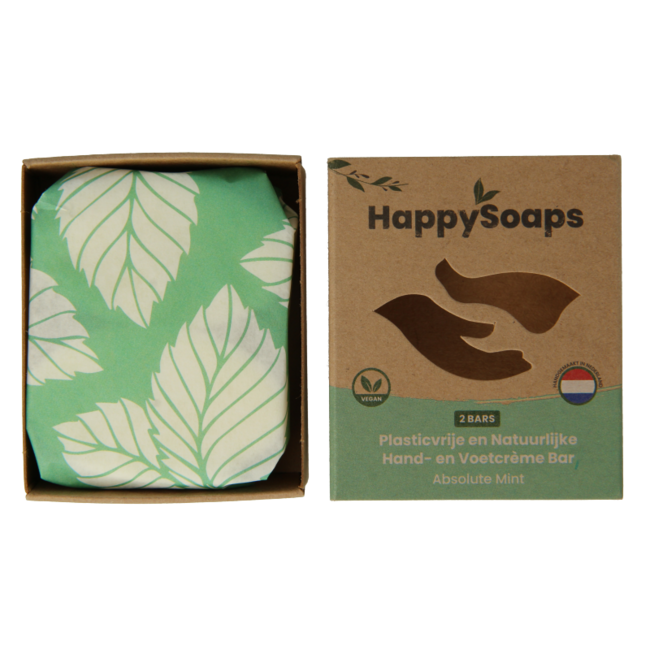 Happysoaps Kostka kremowa do rąk i stóp Absolute Mint 40 Gramów