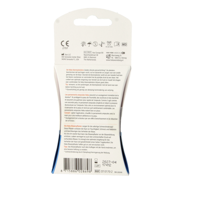 Pansements ampoules Heka taille moyenne 42 x 68 mm, 6 pièces