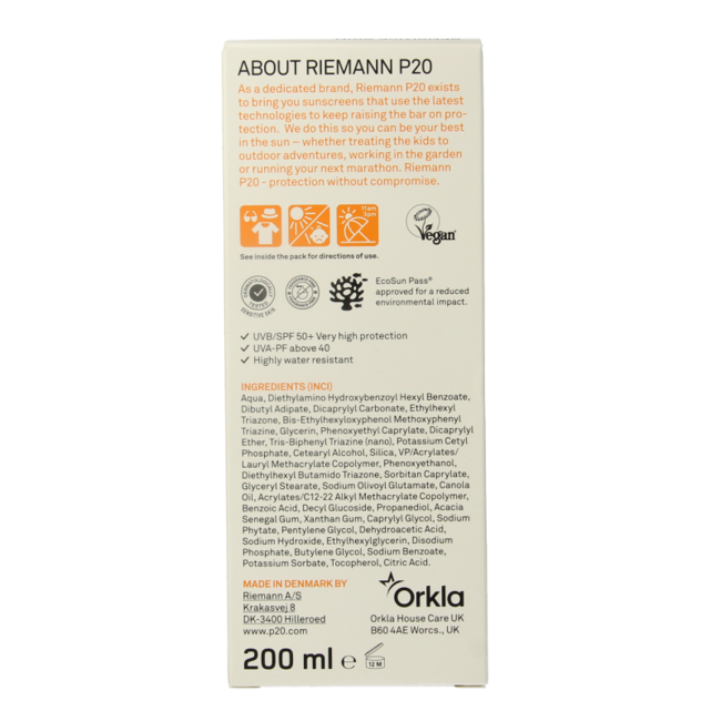 P20 Sensitive lotion SPF50+ 200 Millilitres