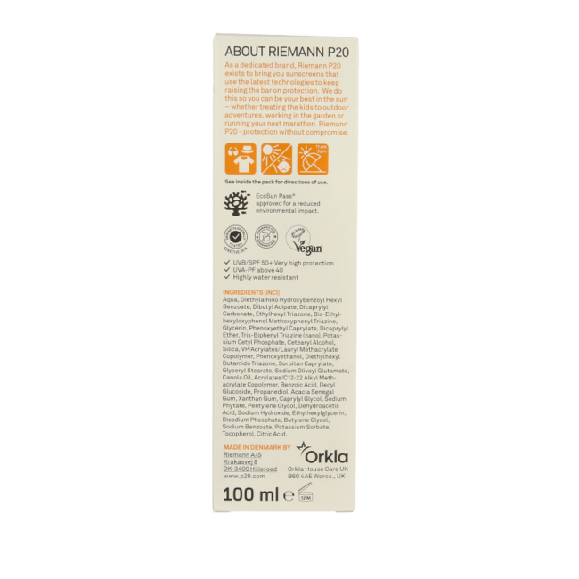 P20 Sensitive loción SPF50+ 100 mililitros