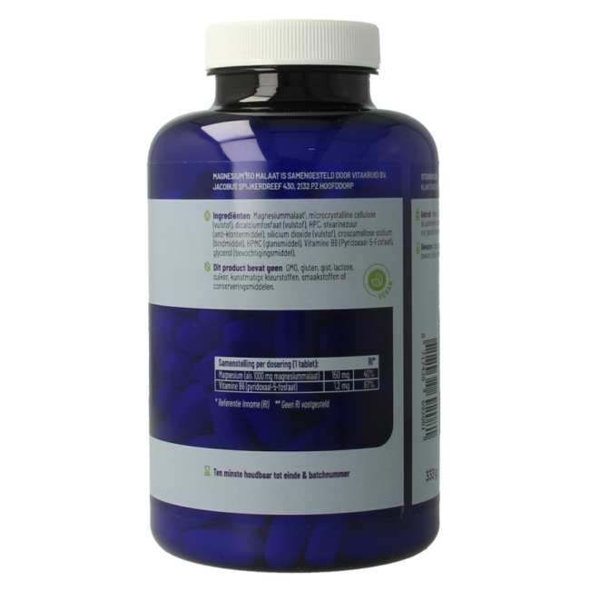 Magnesium 150 Malaat met Vitamine B6 (P-5-P) 180 Tabletten