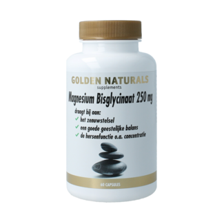 Golden Naturals Magnesium bisglycinaat 250mg 60 Vegetarische capsules