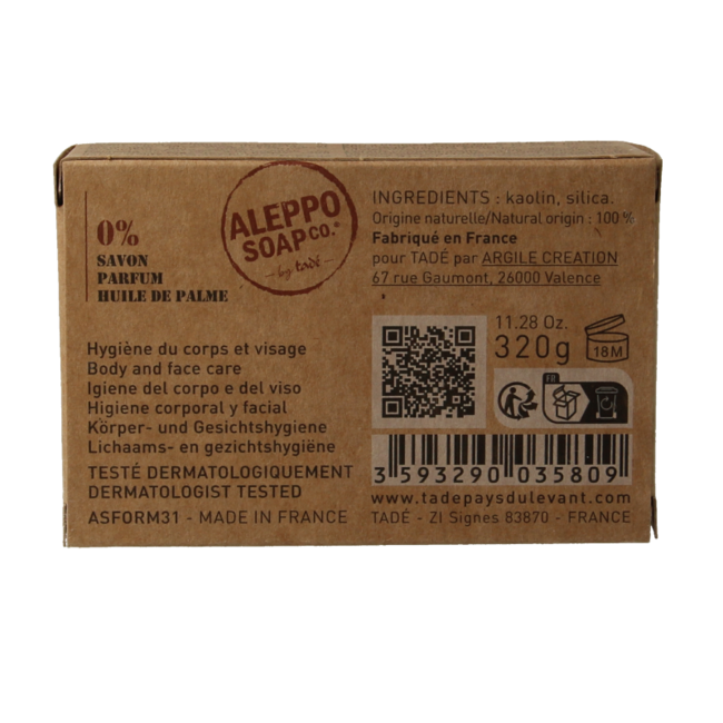 Aleppo Soap Co Pastilla de Arcilla sin Jabón 320 Gramos
