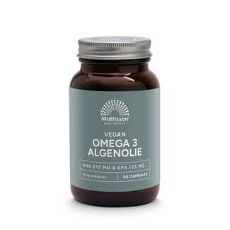 Mattisson Mattisson Vegan omega 3 aceite de algas DHA 375mg EPA 125mg 60 cápsulas blandas