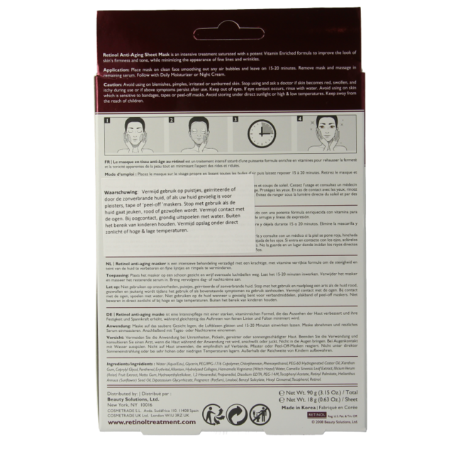 Mascarilla facial antiedad, 5 unidades