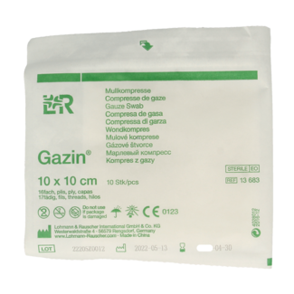 Gazin Gaze-Kompressen 10 x 10 cm steril 10 Stück