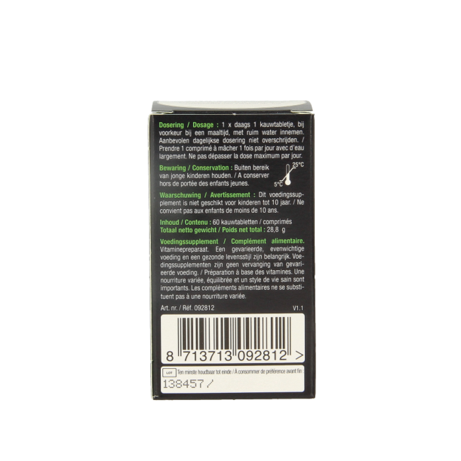Vitamina D3 10mcg (400UI) vegana 60 comprimidos masticables