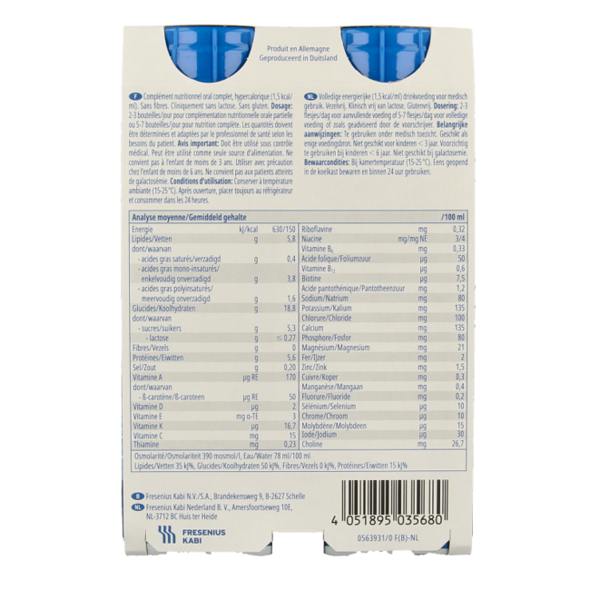 Fresubin Energy drink tropische vruchten 200ml 4 Stuks