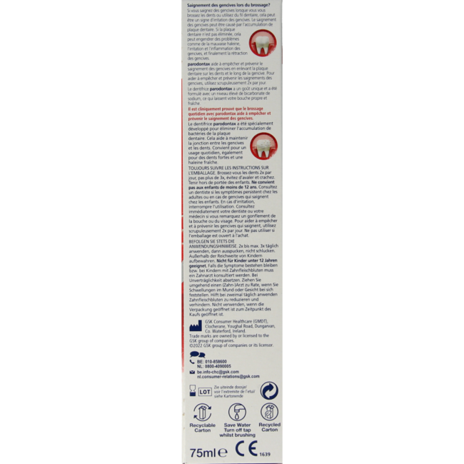 Parodontax Tandpasta fluoride 75 Milliliter