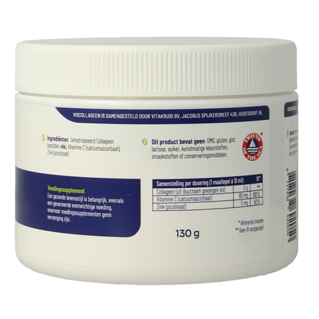 Colágeno de pescado 99% colágeno puro vitamina C y zinc 130 gramos