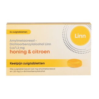 Linn Keelpijn honing & citroen 24 Zuigtabletten