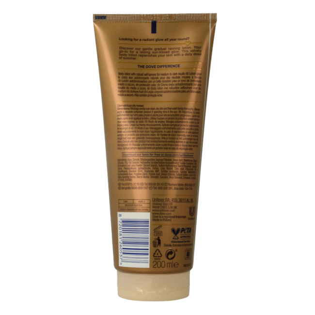 Lait corporel Dove Summer Dark 200 ml