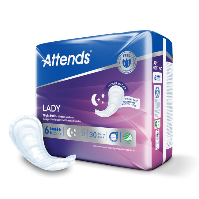Attends Lady Night Pad 6, 30 unidades