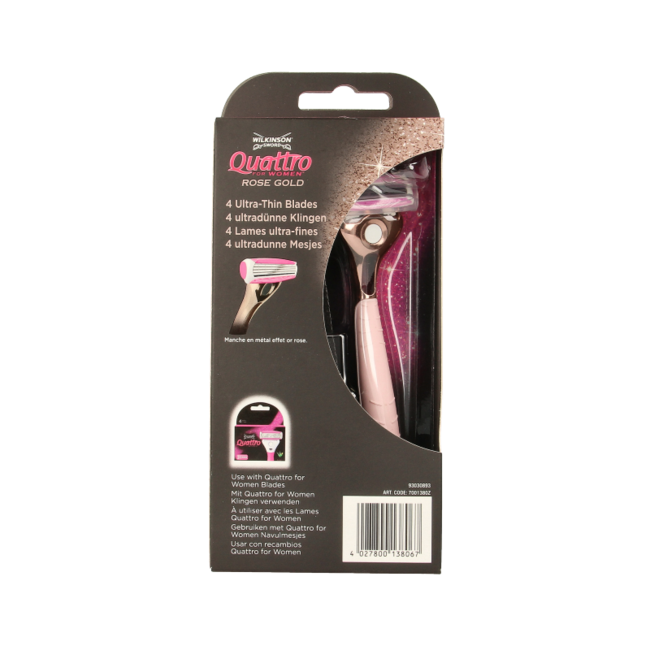 Rasoio Wilkinson Quattro da donna, oro rosa vintage, 1 pezzo