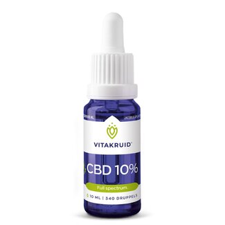 Vitakruid CBD Olie 10% full spectrum met MCT als drager 10 Milliliter