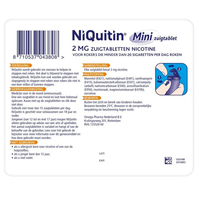 Niquitin Zuigtablet mini mint 2mg 60 Zuigtabletten