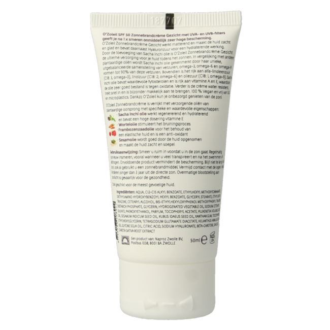 Crema Solare Viso O' Zoleil SPF50 50 Millilitri