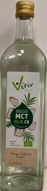 Vitiv Olio MCT Vitiv C8 di Cocco Puro 99% Acido Caprilico 1 Litro