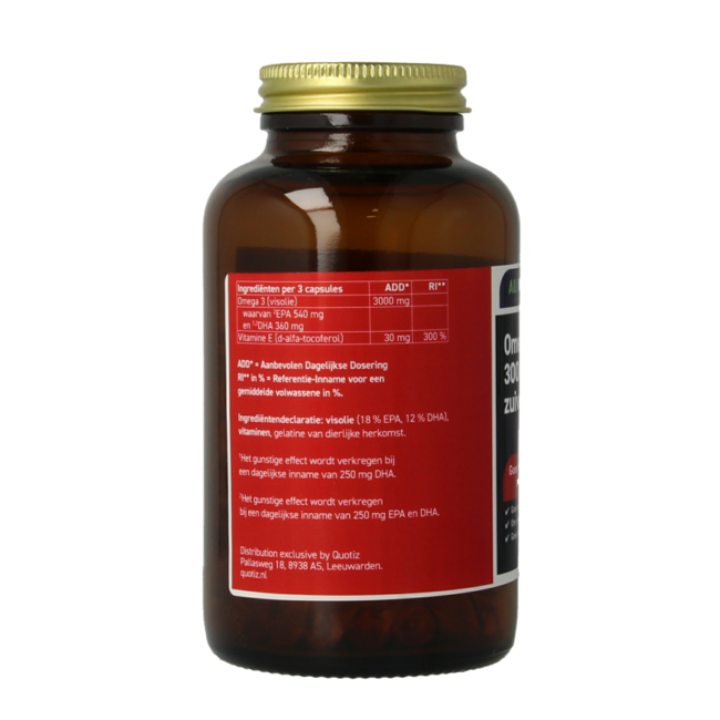Omega 3 3000mg zuiveres Fischöl 100 Kapseln