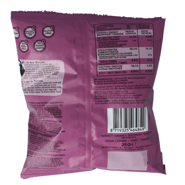 Food2Smile Popped Chips Barbecue 25 Grammi