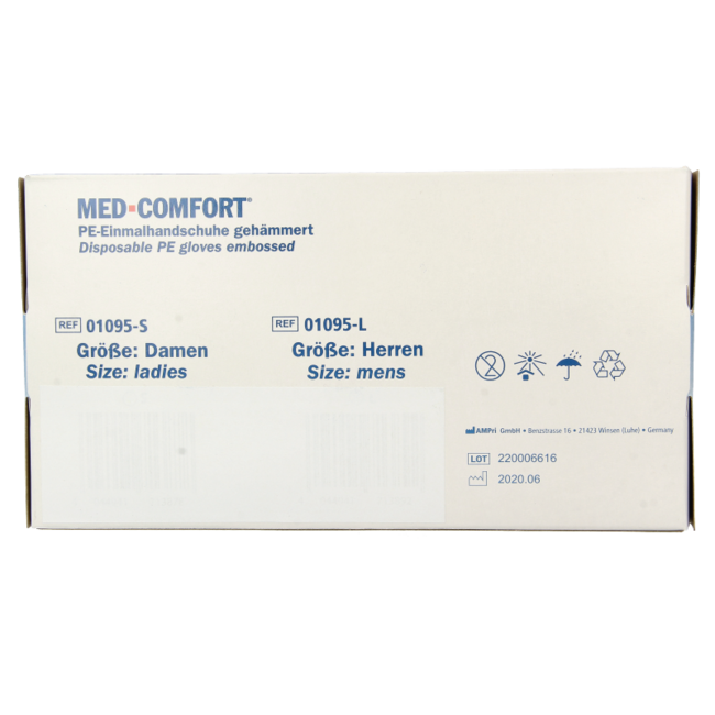 Med Comfort PE Gloves, Textured Blue, 100 Pieces