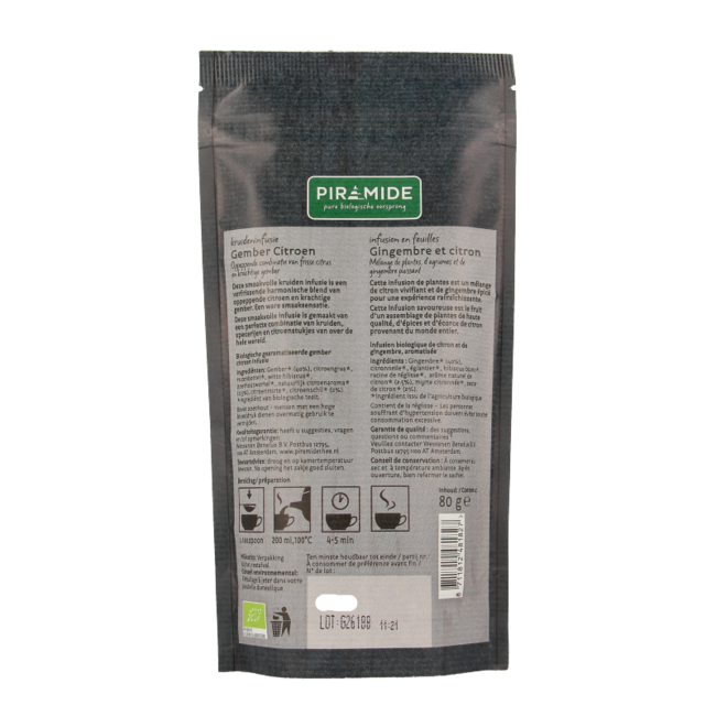 Piramide Gember citroen bio 80 Gram